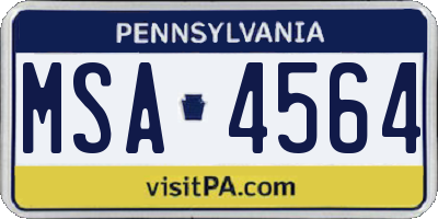 PA license plate MSA4564