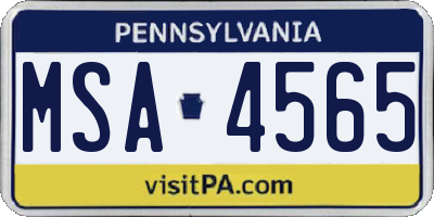 PA license plate MSA4565