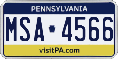 PA license plate MSA4566