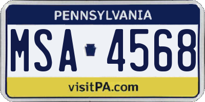 PA license plate MSA4568