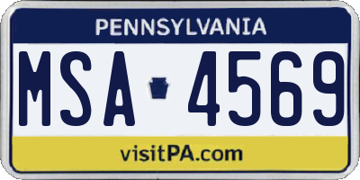 PA license plate MSA4569