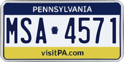 PA license plate MSA4571