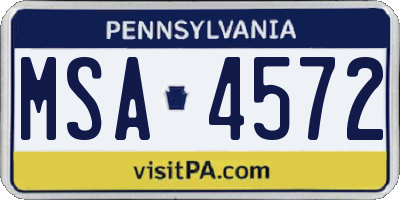 PA license plate MSA4572