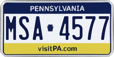 PA license plate MSA4577