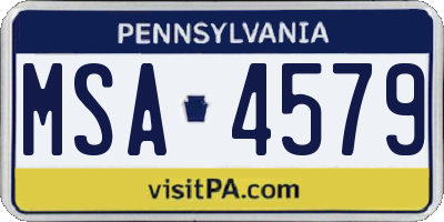 PA license plate MSA4579