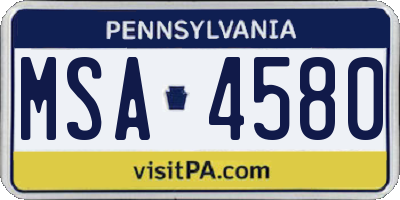 PA license plate MSA4580
