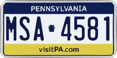 PA license plate MSA4581