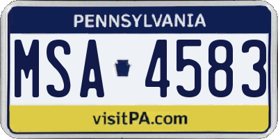 PA license plate MSA4583
