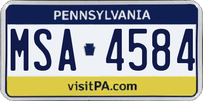 PA license plate MSA4584