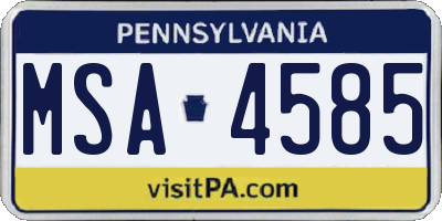 PA license plate MSA4585
