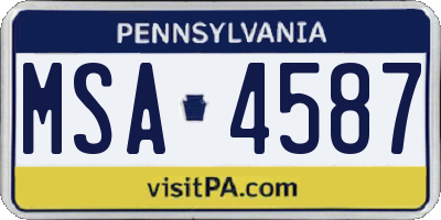 PA license plate MSA4587