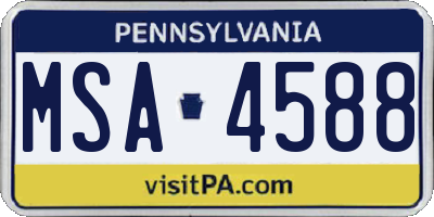 PA license plate MSA4588