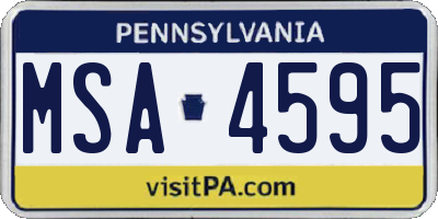 PA license plate MSA4595