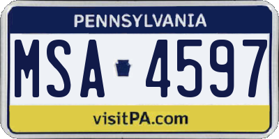 PA license plate MSA4597