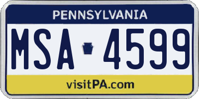 PA license plate MSA4599
