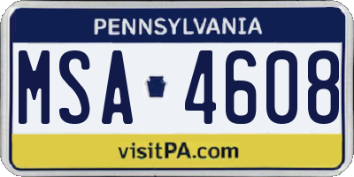 PA license plate MSA4608