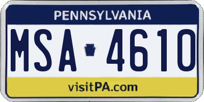 PA license plate MSA4610
