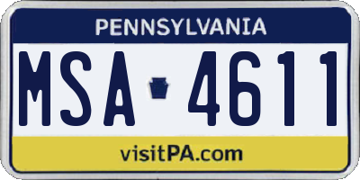 PA license plate MSA4611