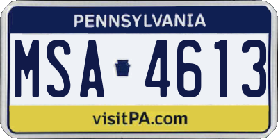 PA license plate MSA4613