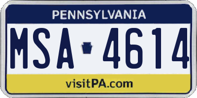 PA license plate MSA4614