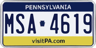 PA license plate MSA4619
