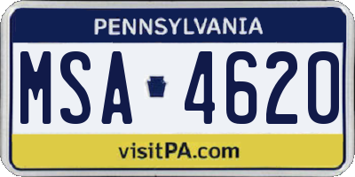 PA license plate MSA4620