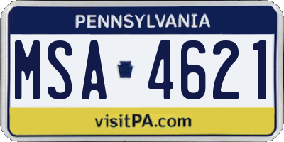 PA license plate MSA4621