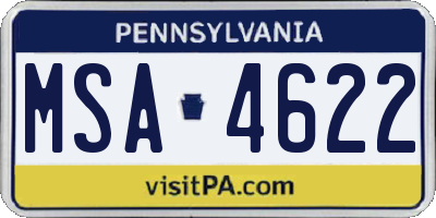PA license plate MSA4622