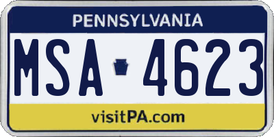 PA license plate MSA4623