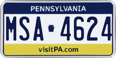 PA license plate MSA4624