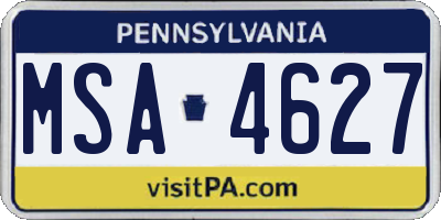 PA license plate MSA4627