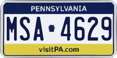 PA license plate MSA4629