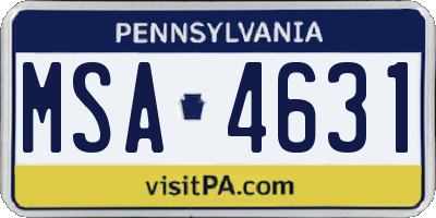 PA license plate MSA4631