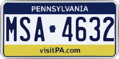 PA license plate MSA4632