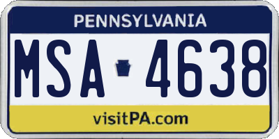 PA license plate MSA4638