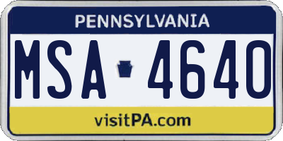 PA license plate MSA4640