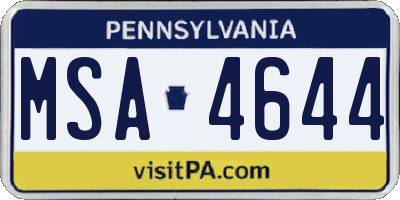 PA license plate MSA4644