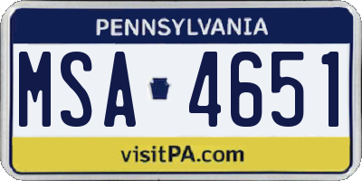 PA license plate MSA4651