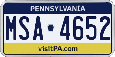 PA license plate MSA4652