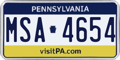 PA license plate MSA4654