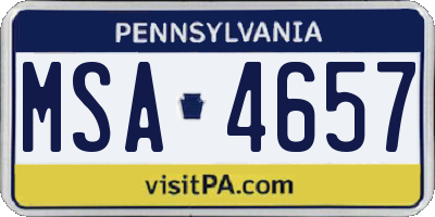 PA license plate MSA4657
