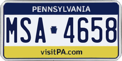 PA license plate MSA4658