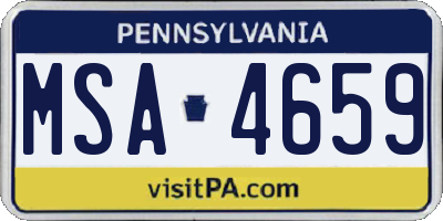 PA license plate MSA4659