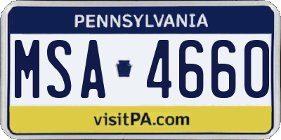 PA license plate MSA4660
