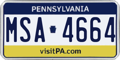 PA license plate MSA4664