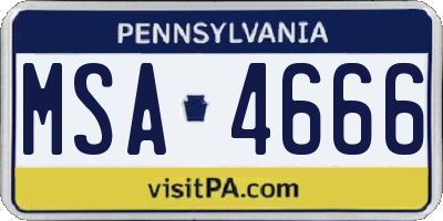 PA license plate MSA4666