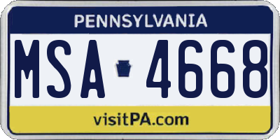 PA license plate MSA4668