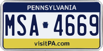 PA license plate MSA4669
