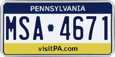 PA license plate MSA4671