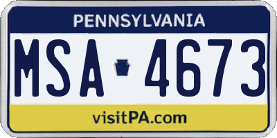 PA license plate MSA4673